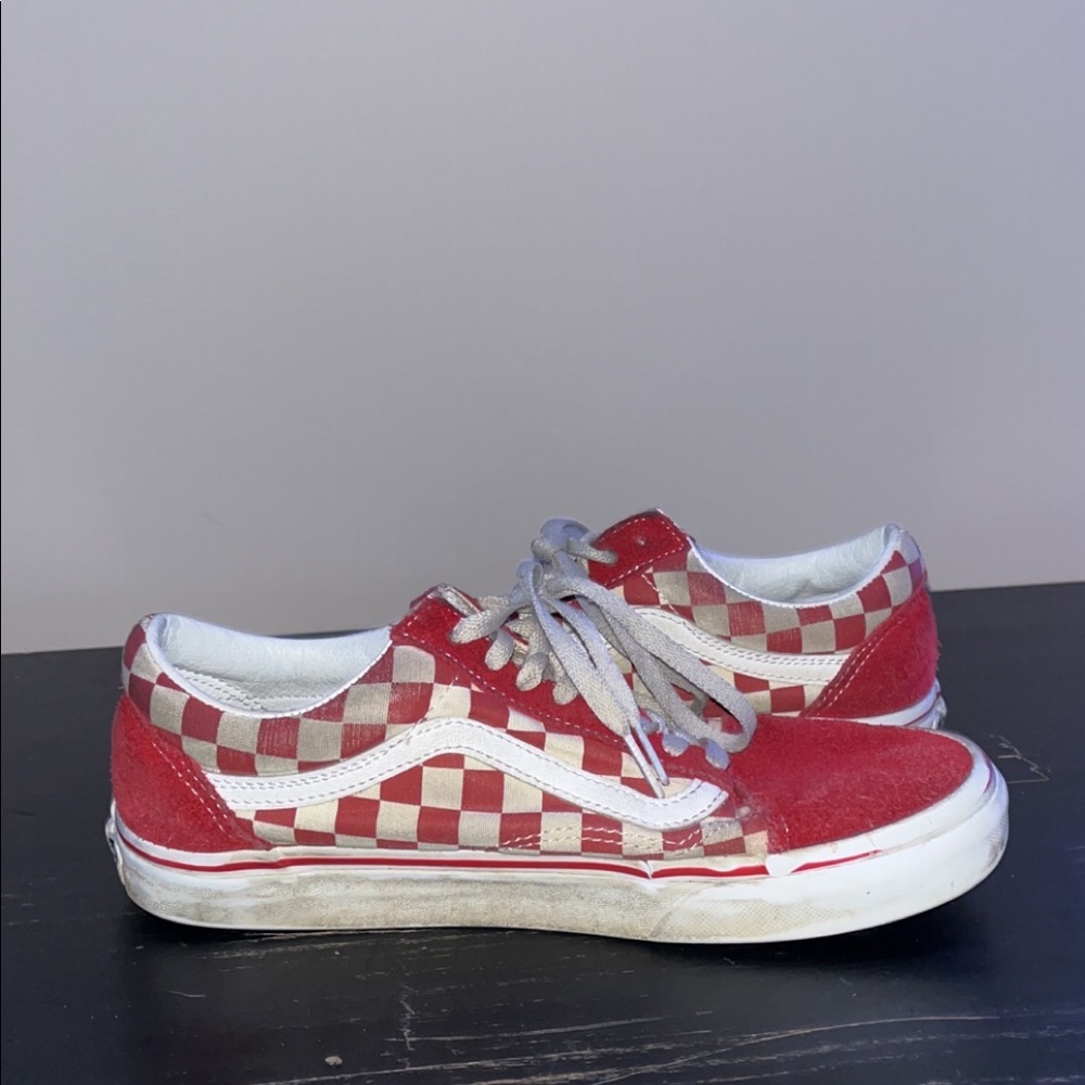 Red Old Skool Checkered Vans